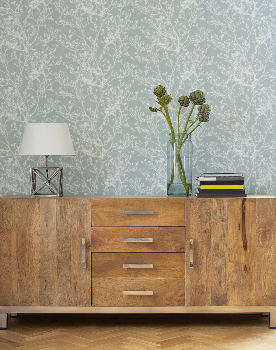 Обои Ronald Redding Handcrafted Naturals Budding Branch Silhouette HC7520 фото в интерьере